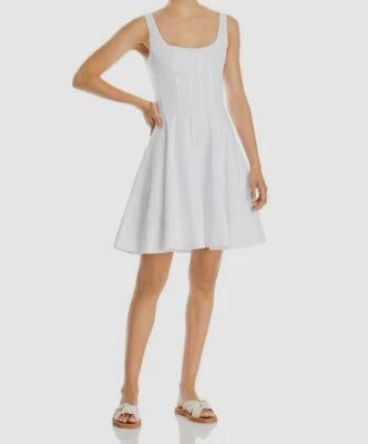 $78.48 • Buy $195 Staud Women's White Wells Mini Fit & Flare Square Neck A-line Dress Size 4