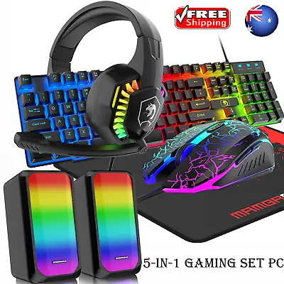 $73.19 • Buy Gaming Keyboard And Mouse And Computer Speaker And Gaming Headset,Wired 5in1 RGB