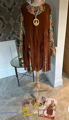 1960s 70s  Hippie Costume XXL 20 22 24  Hippy Fancy Dress Abba Flower Power • £5