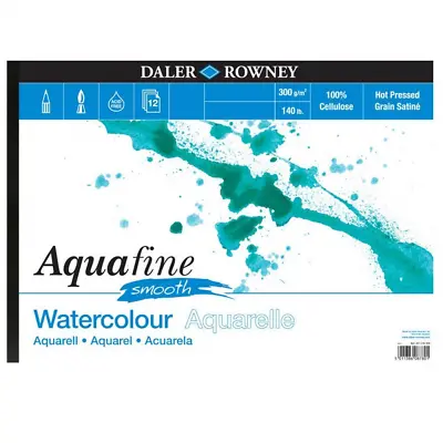 £17.95 • Buy Daler Rowney Aquafine Watercolour Pad Hot Pressed HP 140lb / 300gsm - A3 SMOOTH
