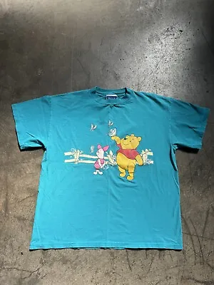 Vintage Disney Winnie The Pooh Piglet T-shirt Blue Spring Size L/XL • $28