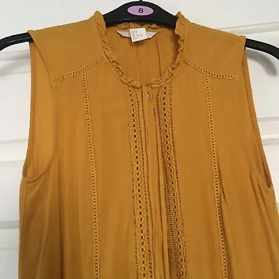 H & M Mustard / Ocre Sleeveless Blouse - Size 6-8 • £4