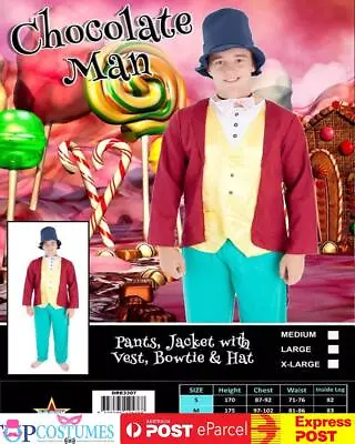 Chocolate Man Willy Wonka Factory Book Week Teacher Fancy Dress Costume • $36.45