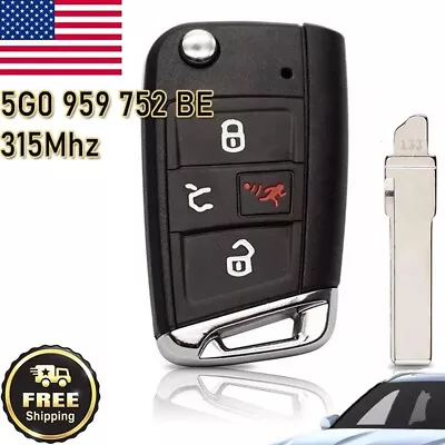 Remote Key Fob For VW Volkswagen VW GTI Golf SportWagen E-Golf 5G0 959 752 BE • $39.50