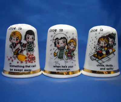 £9.95 • Buy Birchcroft China Thimbles -- Set Of Three -- Love Is Christmas