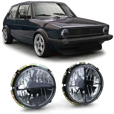 Black Smoked Chrome Headlights With Cross For VW Golf I MK1 74-83 • $100.72
