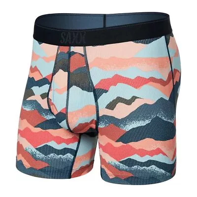 Saxx Quest Quick Dry Mesh Boxer Brief Fly Men's Underwear Mountain Abstract/Mul • $34