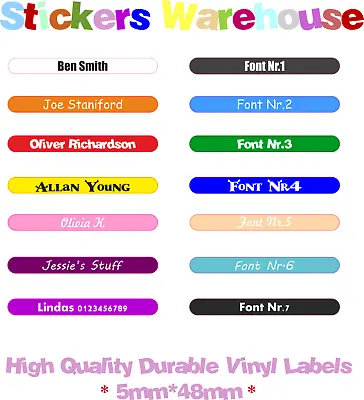100 Personalised Stickers Vinyl Stick On Name Labels Tags School Kids Waterproof • £3.99