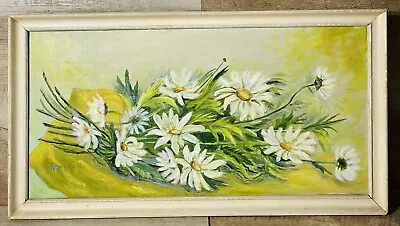 Vintage 70’s Oil Painting On Canvas Floral Daisies Framed 21 3/4” X 12” • $42.99