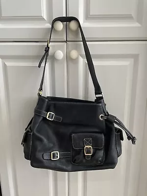 Maxx New York Black Pebbled Leather Buckle Satchel Handbag Shoulder Bag Purse • $34.99