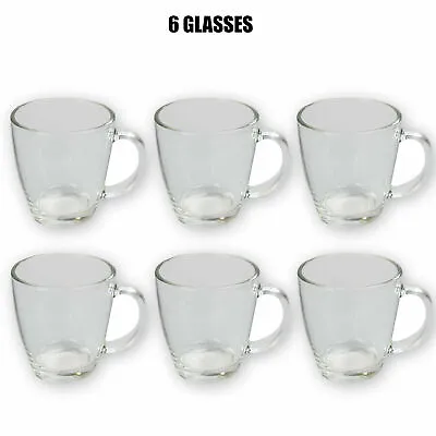 £14.49 • Buy 350ML Glass Coffee Cups Tea Glasses Cappuccino Hot Drink Mugs Handle G3397 UK