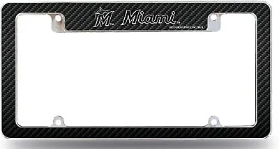 Miami Marlins Metal License Plate Frame Chrome Tag Cover Carbon Fiber... • $21.81