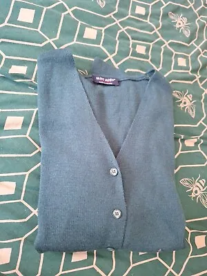 Saint James Green 100% Wool Knit Long Sleeve Cardigan Sweater Size 16 • £35