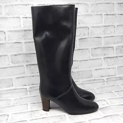 Vintage Sears Heeled Knee Boots Women's Size 9 Side Zipper Brown Heel WaterProof • $54.59