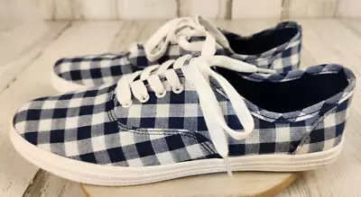 Mossimo Supply Co Navy Blue & White Checked Sneakers Shoes Women's Size 9 NEW • $9.99