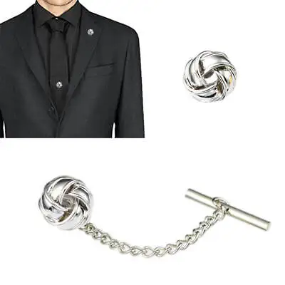 Mens Tie Tack Pins Collar Pin Brooch Lapel Pin With Chain For Wedding Party • £5.84