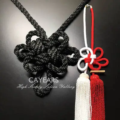 JDM Junction Produce VIP10th Black Kintsuna White & Red JP Fusa Kiku Knot Charms • $59.99