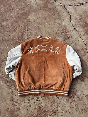 Vintage Red Oak  UT Texas Longhorns Leather Varsity Jacket • $150