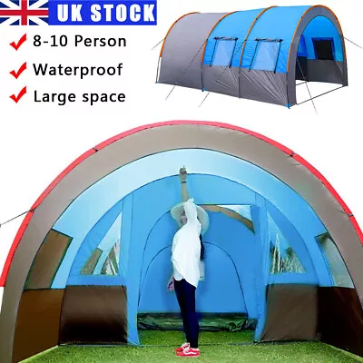 Portable Large 8-10 Man Camping Tent Family Group Outdoor Hiking Travel Room New • £110