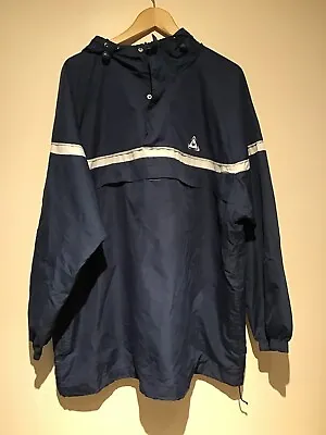 Men’s Le Coq Sportif Navy 1/4 Zip  XL Windbreaker Hoodie Vintage Retro • £33.99