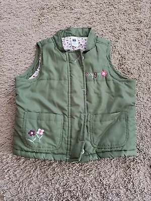 Size 6-12 Months Baby Gap Girls Army Green Vest Floral Babygap • $6