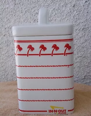 Vintage In-n-Out Burger Ceramic Canister Jar Drink Cup Pattern Restaurant W/Lid • $38