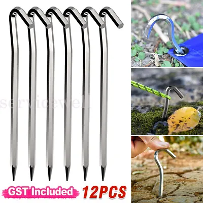 12pcs Tent Pegs Ground Camping Stakes Outdoor Nail 6mm Heavy Duty New • $9.95
