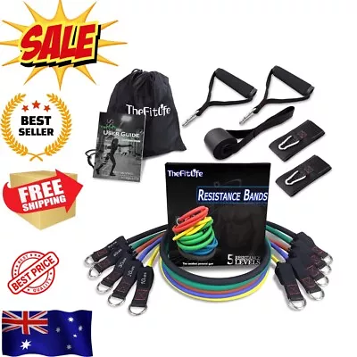 Thefitlife Exercise Resistance Bands With Handles - 5 Fitness Workout Bands Stac • $42.95