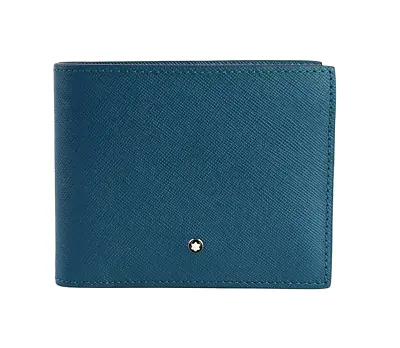 Montblanc Sartorial 6cc Wallet Petrol Blue Leather 124380 New Italy Box Rare! • $325