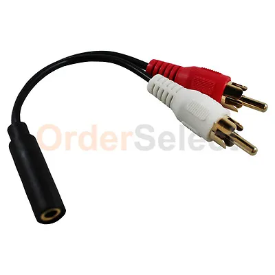 2X NEW RCA Male 1x 3.5mm Stereo Female Y-Cable 6-Inch Gold Plated Connector • $2.99