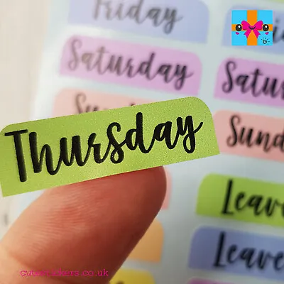 Days Of The Week Planner Stickers Calendar Diary Weekday Tab Style Stickers • £2.75