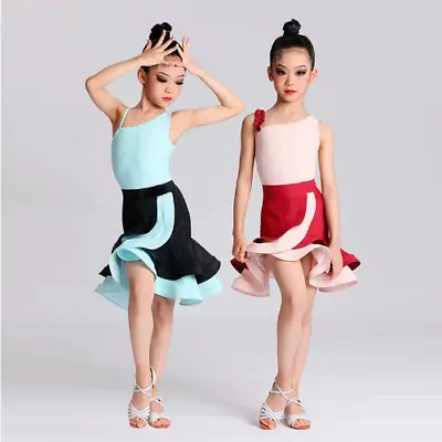 Girl Latin Dance Dress Professional Competition Ballroom Dancewear Costume • $91.18