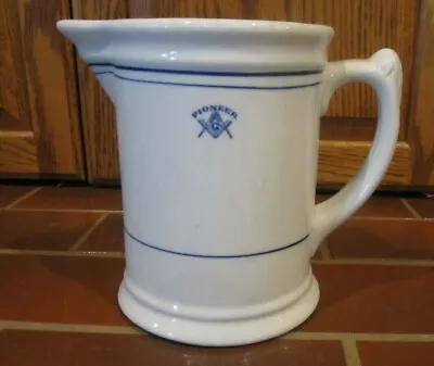 Masonic Jackson  Vitrified China Blue Stripe  Pitcher Pioneer • $45.99