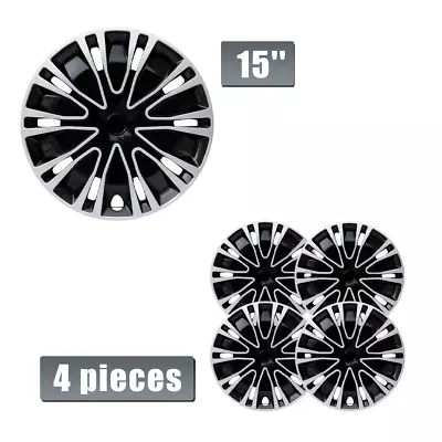 Wheel Covers 15  Silver Snap On Full Hub Caps Fits R15 Tire & Steel Rim Set Of 4 • $51.95