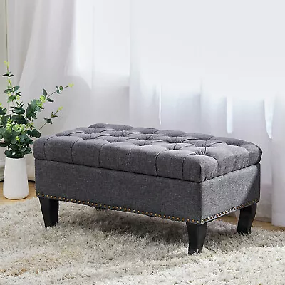 Rectangle Fabric Padded Stool Bench Chair Footstool Coffee Table End Stand Seat • £66.95