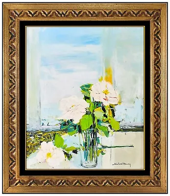 Michel Henry Original Painting Oil On Canvas Signed Floral Still Life Framed Art • $2795