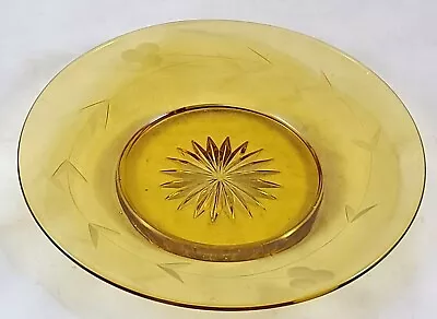 Vintage Amber Marigold Etched Depression Glass Plate • $7.95