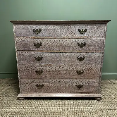 Superb Quality Antique Limed Oak Chest Of Drawers • £975