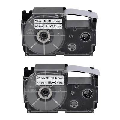 £14.39 • Buy 2PK Black On Metallic Tape Cartridge XR-24SR For Casio KL8100 EZ Label Printer