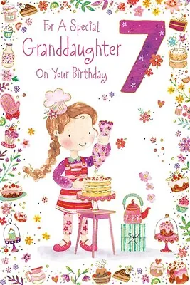 GRANDDAUGHTER 7th BIRTHDAY CARD - AGE 7 - QUALITY CARD & LOVELY VERSE    • £3.19