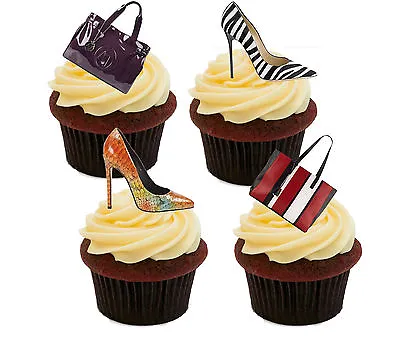 Handbags & Shoes Edible Cup Cake Toppers Standup Bun Decorations Girly Female • £2.99