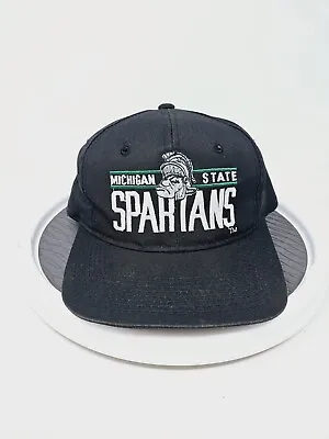 VTG Michigan State Spartans Snapback Hat 1990s BLACK FAST SHIPPING • $33.24