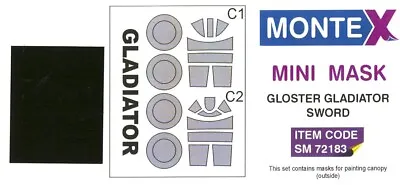 Montex 1/72 GLOSTER GLADIATOR CANOPY & WHEELS PAINT MASK Sword Models • $2.99