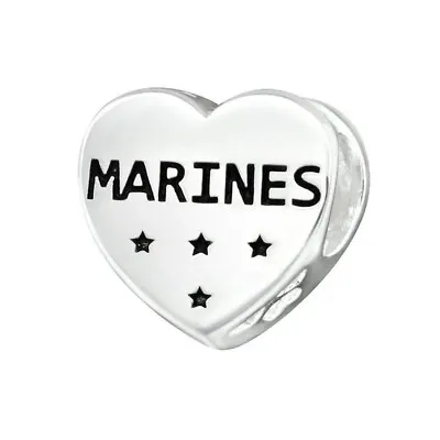 Marines Charm 925 Sterling Silver Bead European Bracelet Military Family Gift • $24