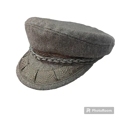 Vintage Greek Sailor’s Fisherman's Gray Wool Cap/Hat Fiddler Men’s Med 7 1/8” • $29.99