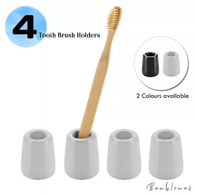 Set Of 4 Pcs Ceramic Toothbrush Holder Compact Design For Stylish Bathrooms New • £11.95