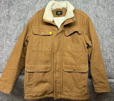 Lee Mens Jacket Coat Sherpa Lined Khaki Size M • $69.99