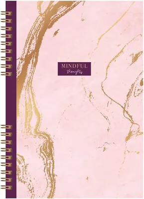 A5 Pink Mindful Thoughts Ruled Note Book Journal Spiral Bound Undated Diary • £3.95