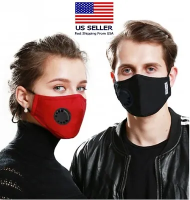 Cotton Face Mask W/ 2 Carbon Filter Cotton Anti Haze Fog Respirator Washable US • $4.25