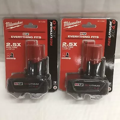 2 Packs Milwaukee Oem M12 Battery XC4.0 12V 4.0Ah 48-11-2440 Red Lithium • $54